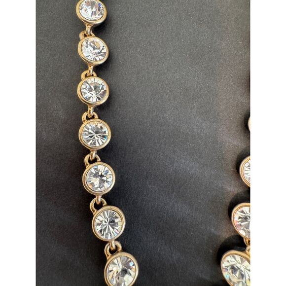 Givenchy Vintage Linked Faceted Round Crystal Gold Plated Necklace - Picture 2 of 6